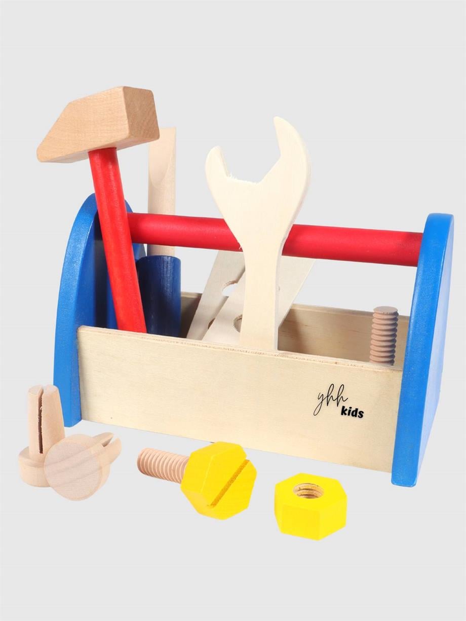 Ahşap Çantalı Tamir Seti Eğitici Ahşap Oyuncaklar Çocuk El Beceri Toolbox