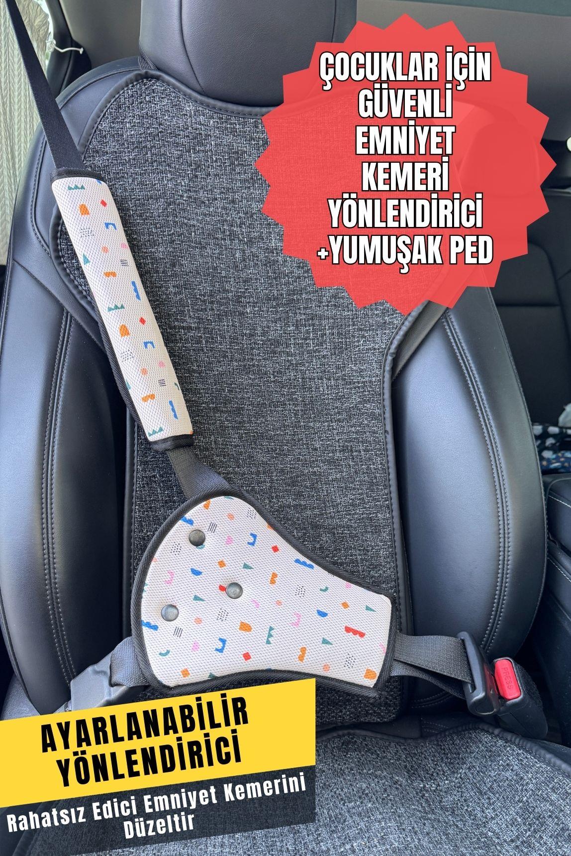 Çocuklar İçin Emniyet Kemeri Rahatlatıcı Set | Yumuşak Omuz Pedi + Ayarlı Kemer Düzenleyici