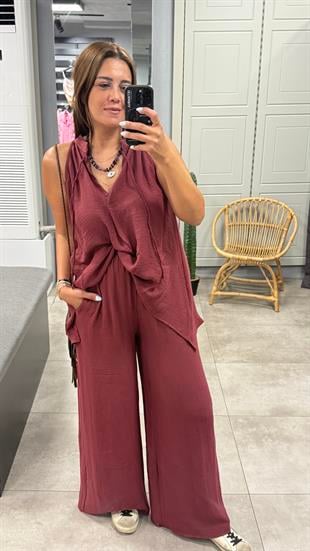 Bluz ve Pantolon Takım Bordo