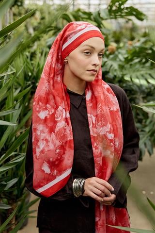 Eternal Garden Desen Şal Kırmızı