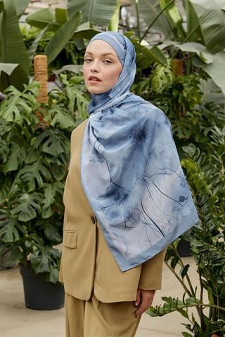 Garden Bloom Desen Şal Mavi