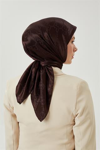 Acı Kahve G Desen Parlak Jakar Eşarp