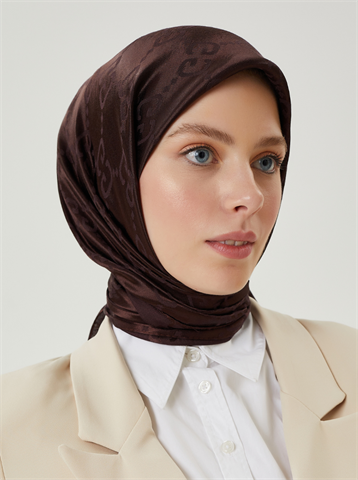 Acı Kahve G Desen Parlak Jakar Eşarp