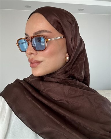 Acı Kahve Imannoor Armoni Desen Pamuk Jakar Şal