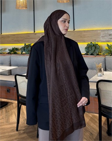 Acı Kahve Imannoor Ester Desen Pamuk Jakar Şal