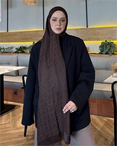 Acı Kahve Imannoor Ester Desen Pamuk Jakar Şal