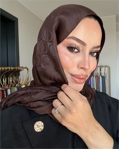 Acı Kahve Imannoor Küçük Dama Desen Pamuk Jakar Şal