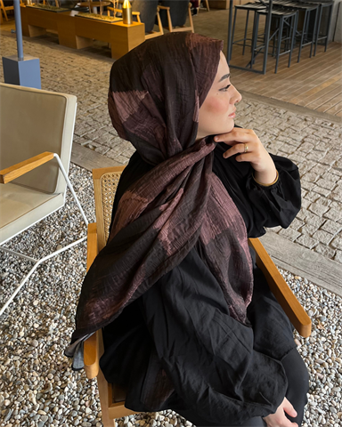 Acı Kahve Karan Desenli Müslin Şal