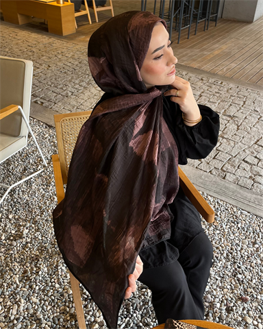 Acı Kahve Karan Desenli Müslin Şal
