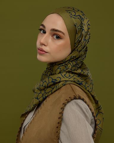 S-HAREM-72 Altın & Lacivert Harem Rüyası Desen Şal