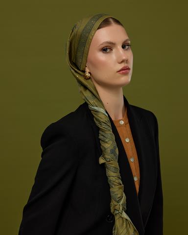 SV-HURREM-72 Altın & Lacivert Hürrem Desen  Şal