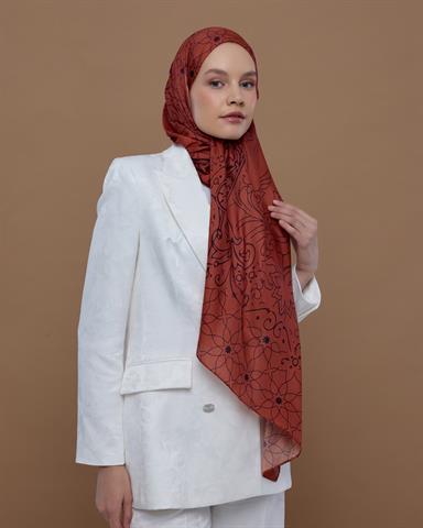 S-EFSUNLU-28 Amber & Patlıcan Efsunlu Desen Şal