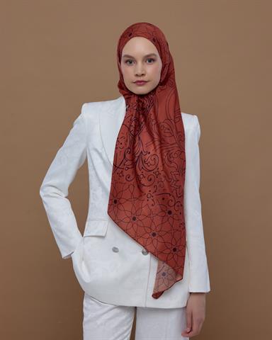 S-EFSUNLU-28 Amber & Patlıcan Efsunlu Desen Şal