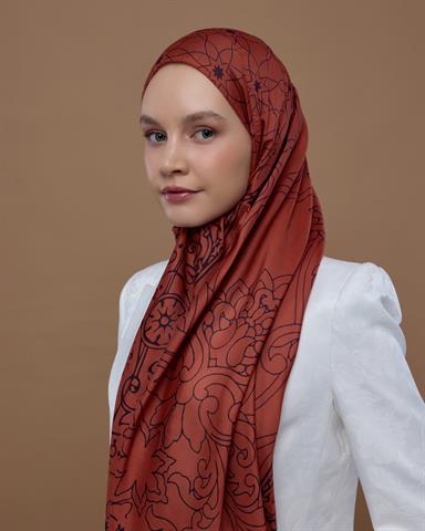 S-EFSUNLU-28 Amber & Patlıcan Efsunlu Desen Şal