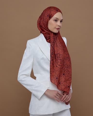 S-EFSUNLU-28 Amber & Patlıcan Efsunlu Desen Şal