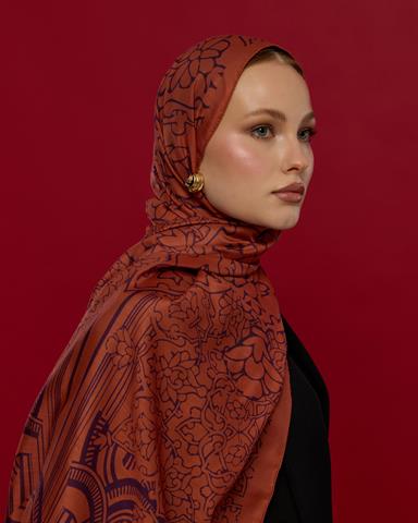 S-HAREM-28 Amber & Patlıcan Harem Rüyası Desen Şal