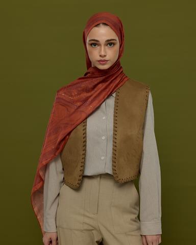 SV-HURREM-28 Amber & Patlıcan Hürrem Desen  Şal