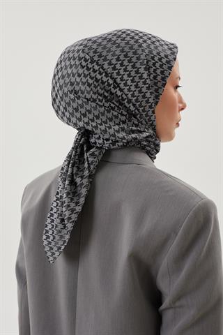 Antrasit Kazayağı Desen Parlak Jakar Eşarp