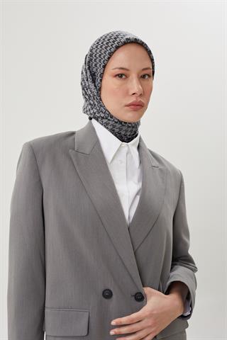 Antrasit Kazayağı Desen Parlak Jakar Eşarp