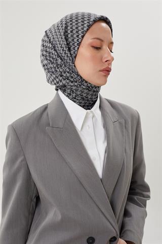 Antrasit Kazayağı Desen Parlak Jakar Eşarp