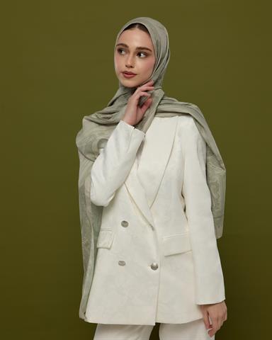 SV-HURREM-38 Badem Kremi & Zeytin Yeşili Hürrem Desen  Şal