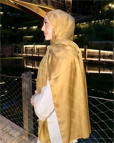 Bal Köpüğü Imannoor Monogram Zincir Desen Pamuk Jakar Şal