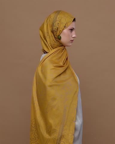 S-EFSUNLU-48 Bal Revanı & Kumral Toprak Efsunlu Desen Şal