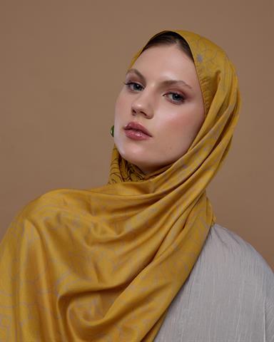 S-EFSUNLU-48 Bal Revanı & Kumral Toprak Efsunlu Desen Şal