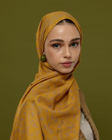 S-LALE-48 Bal Revanı & Kumral Toprak Lale Bahçesi Desen Şal