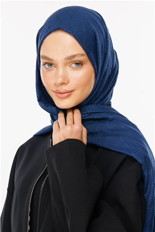 Lacivert Bambu Jakar Şal