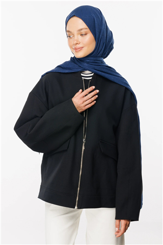 Lacivert Bambu Jakar Şal