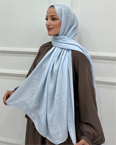 Bebe Mavi Imannoor Luna Desen Pamuk Jakar Şal