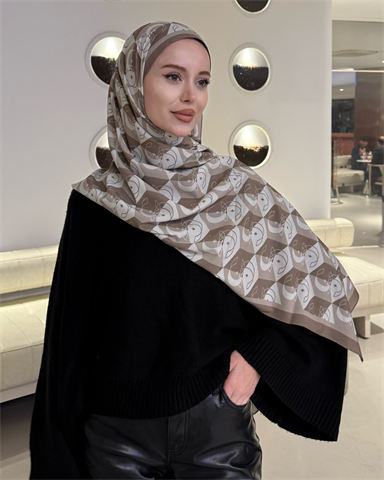 Bej Icon Vual İpek Şal
