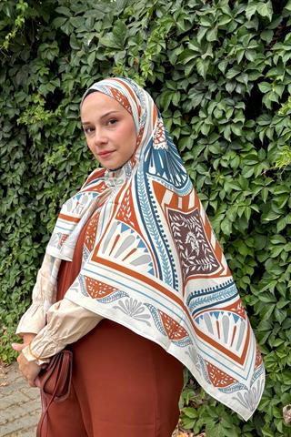 Bej & Kahverengi Zümra Desen Pamuk Vual Şal