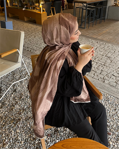 Bej Karan Desenli Müslin Şal