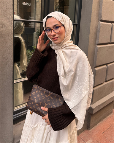 Bej Revan Desen Jakar Şal