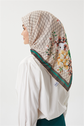Bej - Rose Pamuk Eşarp