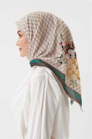 Bej - Rose Pamuk Eşarp
