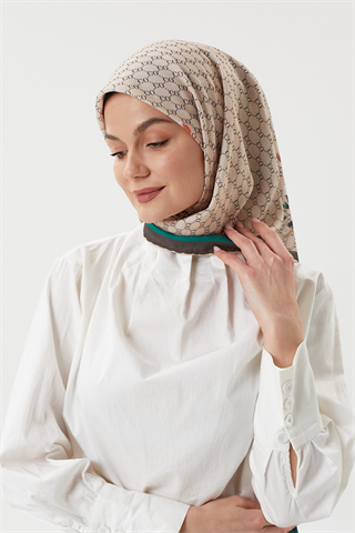 Bej - Rose Pamuk Eşarp