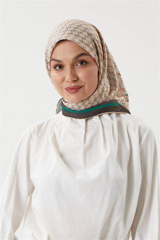 Bej - Rose Pamuk Eşarp