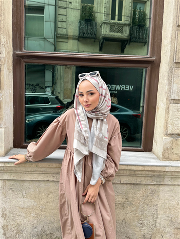 Bej Tartan Desen Şal 