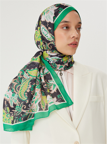 Benetton & Siyah Retro Desen Şal