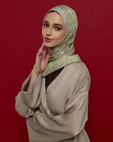 S-SARAYLI-40 Beyaz Işık & Altın Zeytin Saraylı Desen Şal