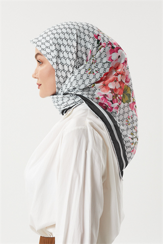 Beyaz - Rose Pamuk Eşarp