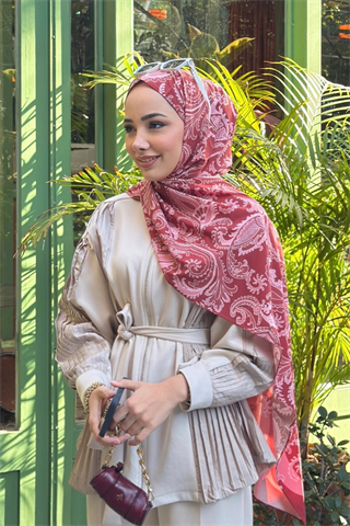 Bordo Deva Desen Pamuk Vual Şal