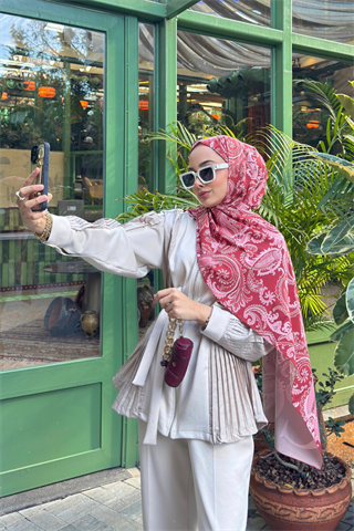 Bordo Deva Desen Pamuk Vual Şal