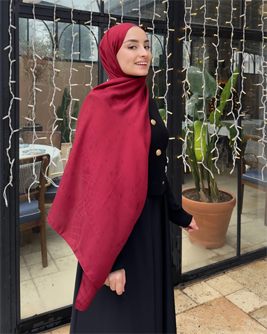 Bordo Döngü Desen Jakar Şal