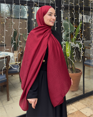 Bordo Döngü Desen Jakar Şal