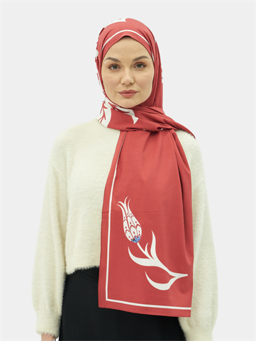 Bordo Hasna Desen Pamuk Vual Şal
