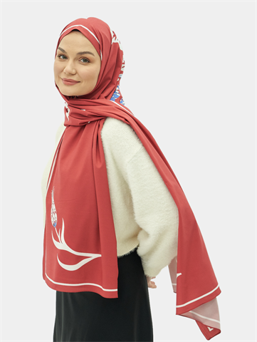 Bordo Hasna Desen Pamuk Vual Şal